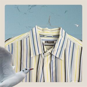 GAP Men's Striped Shirt in Yellow and Blue